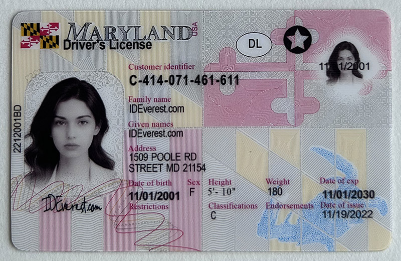 Authentic Scannable Maryland Fake ID