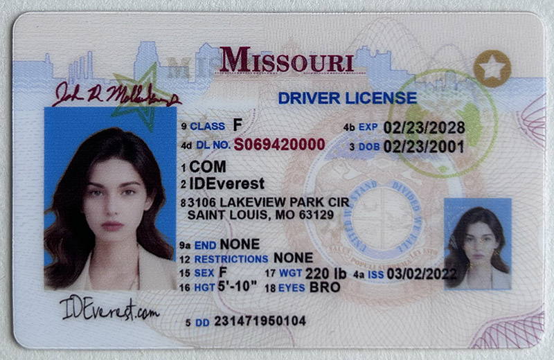 Scannable Fake Missouri Driver License