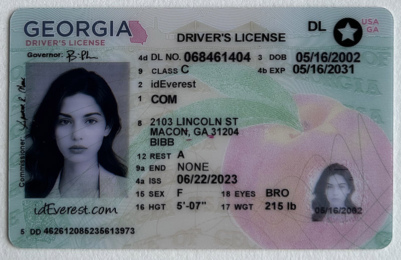 Scannable Fake Georgia Driver's License